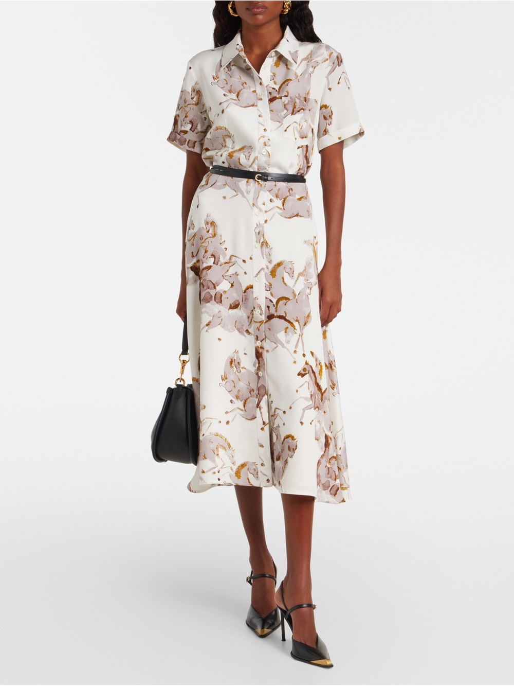 Altuzarra Kiera Floral Print Silk Shirt Midi Dress Belted NWT FR 36 / US 4 Fall